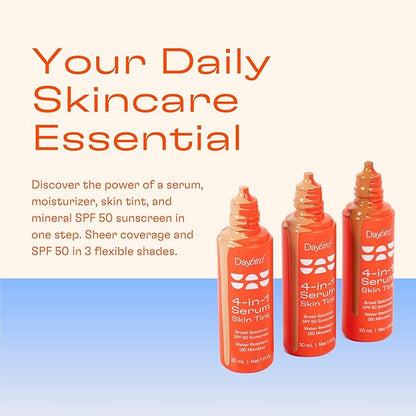 Daybird 4 in 1 Tinted Serum, Tinted Moisturizer and Sunscreen for Face, SPF 50+ Niacinamide, 1 Ounce (light)
