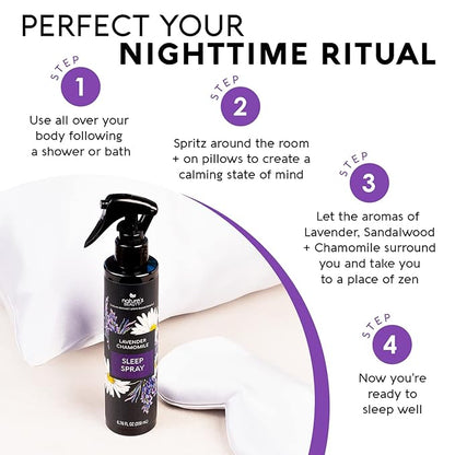 Nature's Beauty Lavender Chamomile Sleep Spray Multi-Pack - Sleep Well + Relax with Premium Grade Room + Pillow Spray, Made w/Coconut, Jojoba + Moringa Seed Oils, 6.76 fl oz (2 Pack)