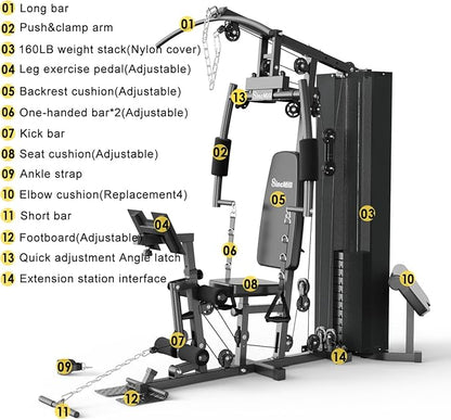 SincMill Home Gym Multifunctional Full Body Workout Equipment for Home Exercise Fitness