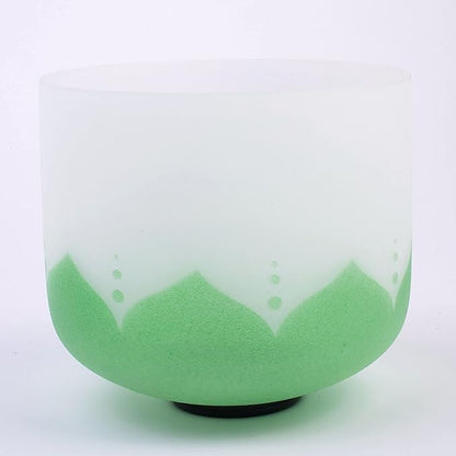 Leize Lotus Design Quartz Crystal Singing Bowl F Note 432 hz Heart Chakra White 10" with Heavy Duty Carrying Case Suede Striker