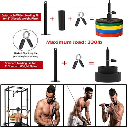 Weight Cable Pulley System Gym Upgraded Fitness LAT and Lift Pulley Attachments Tricep Workout Pulley System with Adjustable Length Cable for Home Gym LAT Pull Down Biceps Curl Tricep Arm Workouts