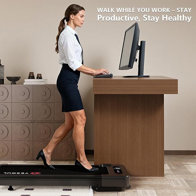 Yesoul Walking Pad Treadmill with 10% Auto Incline, Under Desk Treadmill for Home Walking, Hiking & Running, 300lbs Capacity, Smart App Scenic Routes & Live Classes, Remote & LED Display