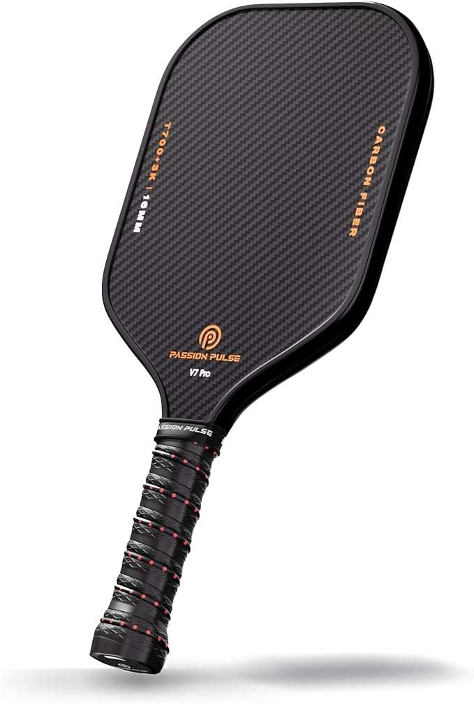 V7 Pro Pickleball Paddle – 3K Raw Carbon Fiber Pickle Ball Paddles with 16mm Polypropylene Core, 3D PulseGrip Handle, – Pickleball Rackets Ideal for All Skill Levels