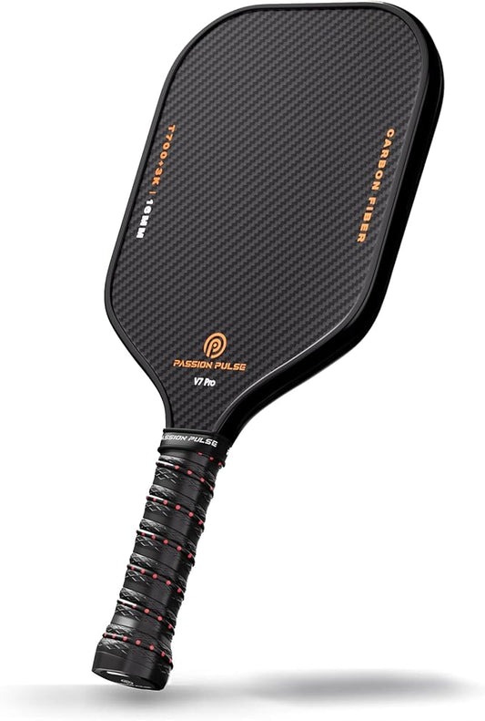 V7 Pro Pickleball Paddle – 3K Raw Carbon Fiber Pickle Ball Paddles with 16mm Polypropylene Core, 3D PulseGrip Handle, – Pickleball Rackets Ideal for All Skill Levels