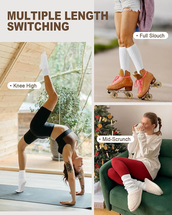 3/6 Pairs Grip Pilates Socks for Women, Non-slip Yoga Athletic Socks for Barre Ballet Barefoot Workout Hospital