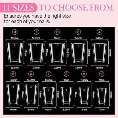 Half Cover Duck Nail Tips 504 Pcs Duck Press on Nails Clear Soft Gel Short Duck Nail Tips 11 Sizes Wide French False Nails for Acrylic Nails Professional for Y2K Art Salon