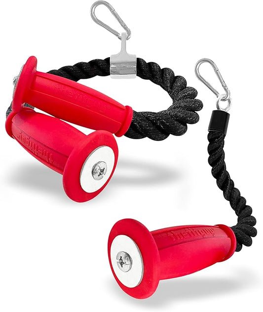 2 Ergonomic Tricep Ropes | 30" & 16.5" | Non-Slip Cable Attachment | Wrist Pressure Relief | Grip Strength, Forearm Activation | Home & Commercial Gym Accessory, For Cable Machine, Smart Gym