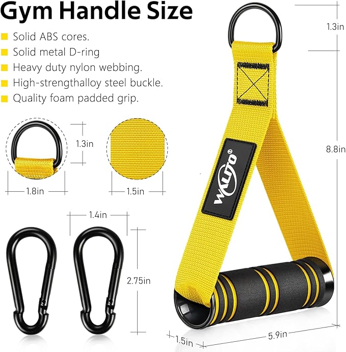 WALITO Exercise Handles, Replacement Cable Machine Attachments for Home Gym Equipment, Pulley System, Pilates, Resistance Bands, Strength Trainer, Heavy Duty Working Out Handles