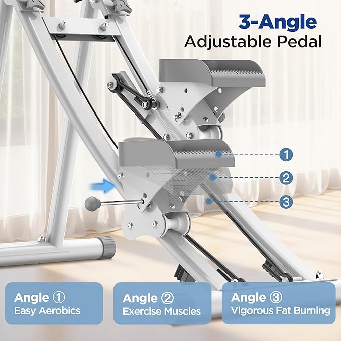 Stair Stepper for Home Gym Exercise, Stair Climber for Full Body Workout with Adjustable Handlebar & Pedals, Compact Foldable Vertical Cardio Exercise Climber with LCD Display