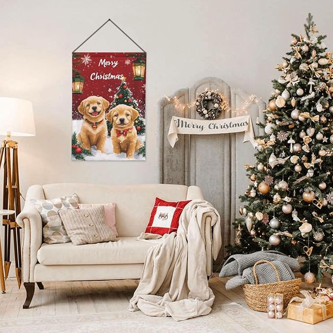 Christmas Dog Garden Flag 12x18 In Double Sided Yard Flags Lawn Sign Decor No Flagstand