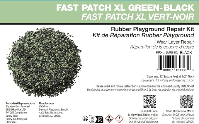 Poured-in-Place Surfacing Repair Kit Fix Rubber Playground (Green/Black, XL)