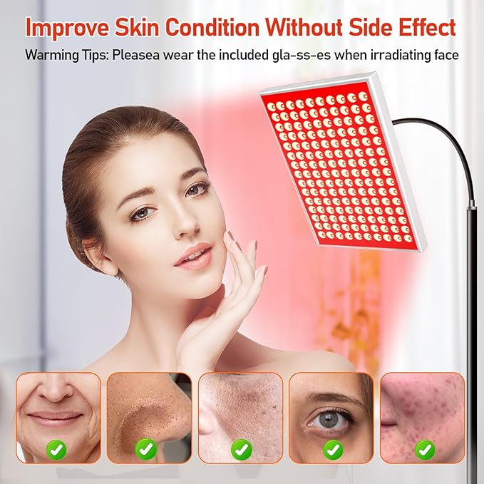 Red Light Therapy for Body & Face | 150 Dual-Wavelength LEDs (660nm Red & 850nm Infrared) Lamp with Adjustable Stand | Full Body Skin Rejuvenation, Muscle Relaxation & Home Pain Relief