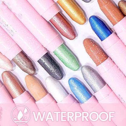 evpct 2Pcs Cream Eye Shadow Brightener Sticks Set for Eyes Waterproof, Pearl White & Pearl Shimmer Cream Eyeshadow Applicator Stick Long Lasting Pigmented Eye Makeup sombras en crema para ojos 1+18