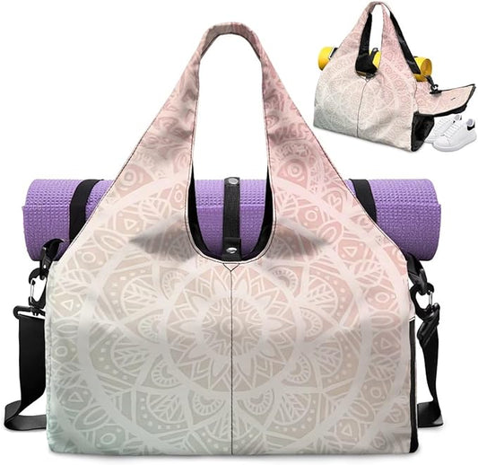 Yoga Mat Bag for Women Men Large Carryall Tote with Adjustable Shoulder Strap for Gym Yoga Travel Pilates Office