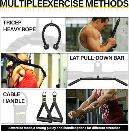 NIHAO Fitness LAT and Lift Pulley System, Cable Pulley Attachments for Biceps Curl, Triceps Pull Down, Forearm, Back, Shoulder Gym Equipment