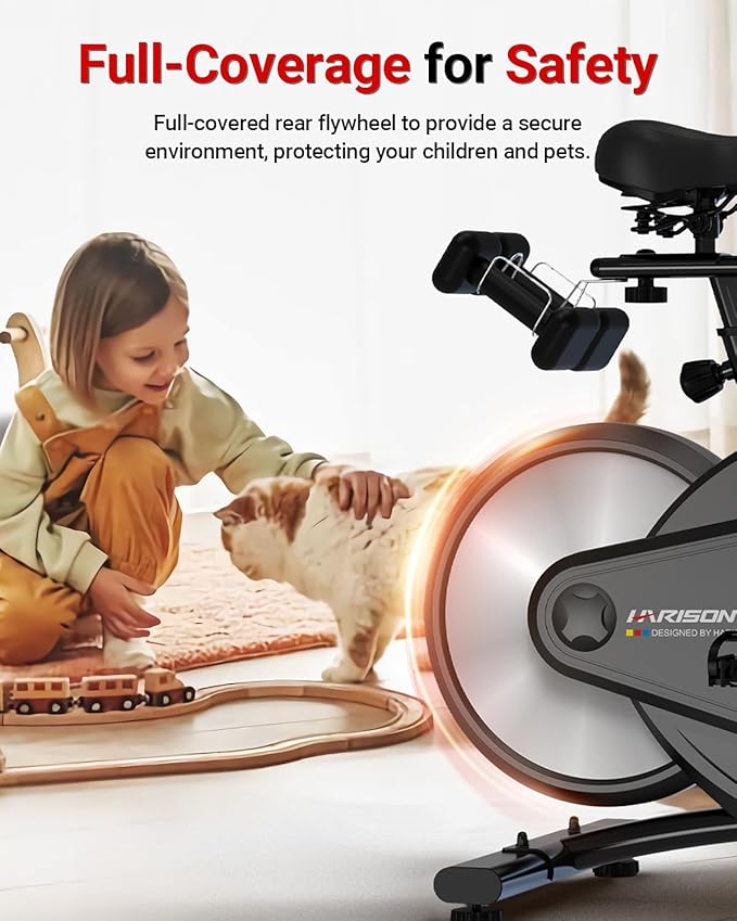 HARISON Semi-Commercial Exercise Bike 400 lbs Capacity, Magnetic Stationary Bikes for Home Gym with Bluetooth & Tablet Holder & Comfortable Seat Cushion