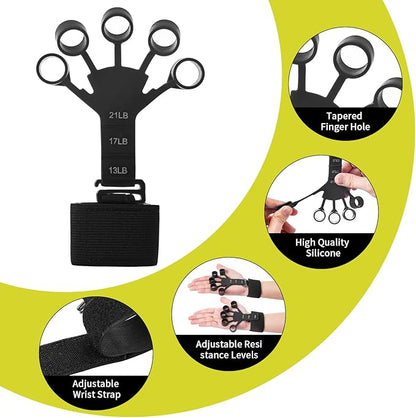 7PCS Grip Strength Trainer Kit, 2 Adjustable Forearm Resistance Grips, Finger Stretchers, Grip Ring, Hand Squeeze Ball, Finger Exercises, User Manual, Suitable for Hand Training, Suitable for Everyone
