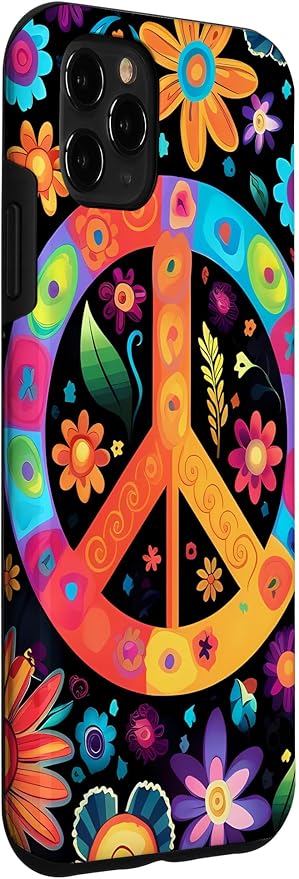 iPhone 11 Pro Max Peace Sign Hippie Floral Case
