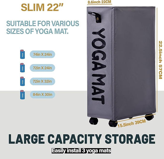 Twira Yoga Mat Storage Racks, Home Gym Storage Rack for Foam Roller, Yoga Strap and Resistance Bands, Workout Equipment Corner Storage Organizer with Wheels