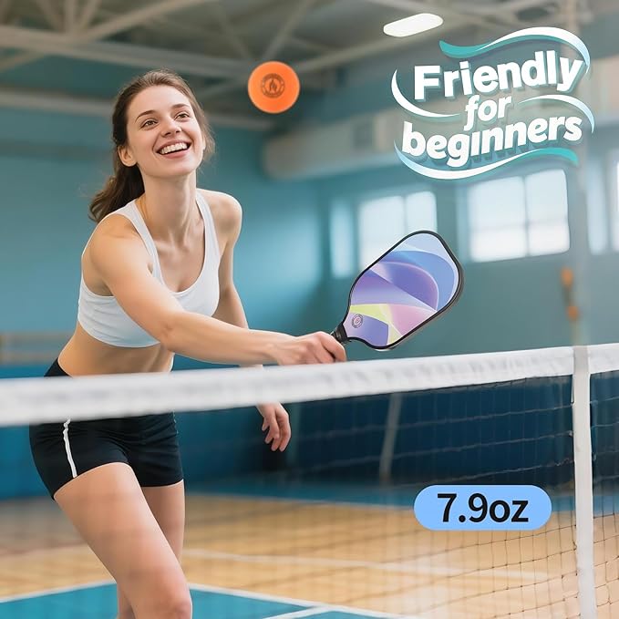 HOLYKING Pickleball Paddles Set, Fiberglass Pickle Ball Racket of 2, 2 Paddles, 2 Balls, 2 Bouncy Balls and Carry Bag, Lightweight Rackets for Women and Men