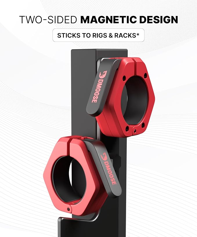 DMoose Fitness Barbell Clips 2 Inch (Pair) - Quick Release Olympic Barbell Clamps & Collars with Anti Slip TRP Grip for Secure Weightlifting and Powerlifting - Weight Clips for Bars at Home or Gym