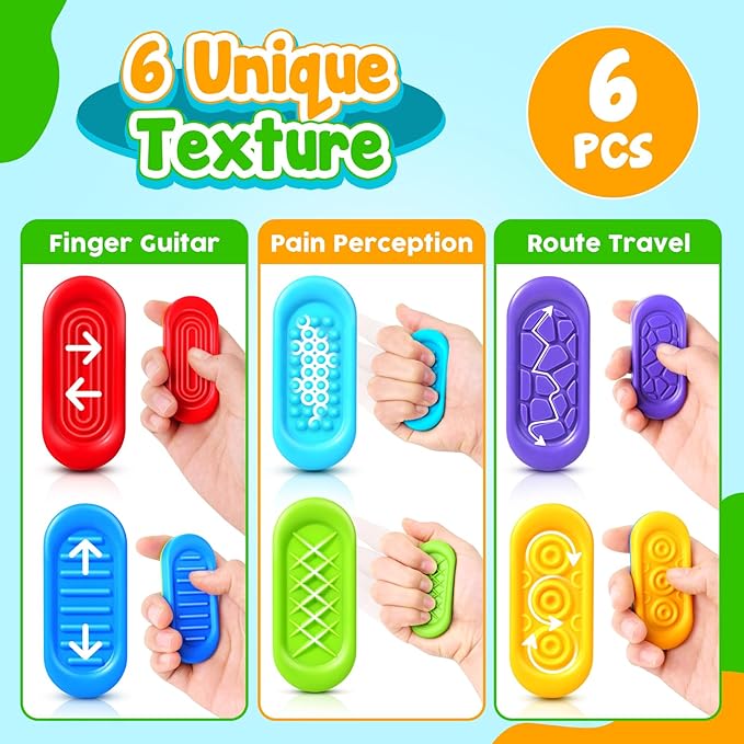 Sensory Marble Fidget Toys for Kids- 6 Pcs Quiet Fidget for Classroom, Gel Filled Autism Sensory Toys ADHD, Silent Stress Fidgets Squishy Worry Stones, Travel Road Trip Activities for Kids Gifts