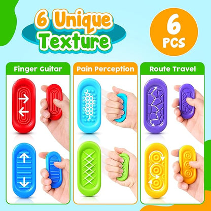 Sensory Marble Fidget Toys for Kids- 6 Pcs Quiet Fidget for Classroom, Gel Filled Autism Sensory Toys ADHD, Silent Stress Fidgets Squishy Worry Stones, Travel Road Trip Activities for Kids Gifts