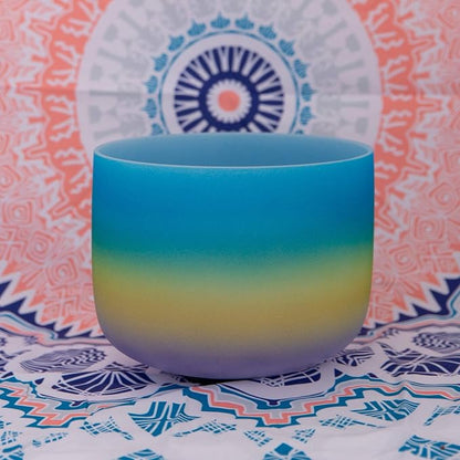 ENERGYSOUND 440Hz G Note Throat Chakra,Rainbow Color Frosted Quartz Crystal Singing Bowl,Sound Bowl 8 inch,Mallet & O-ring Included