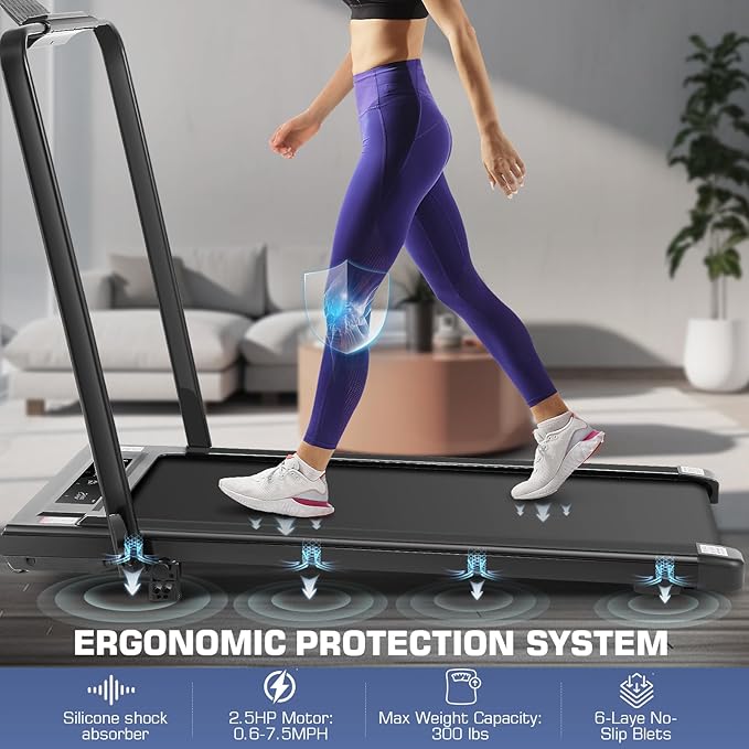 ANCHEER Foldable Treadmill with 12% Incline, 3.0HP Walking Pad Treadmills with Handle Bar, 320LBS Capacity/2S Folding/Widened Belt, Quiet Portable Walking Treadmill Under Desk with LED