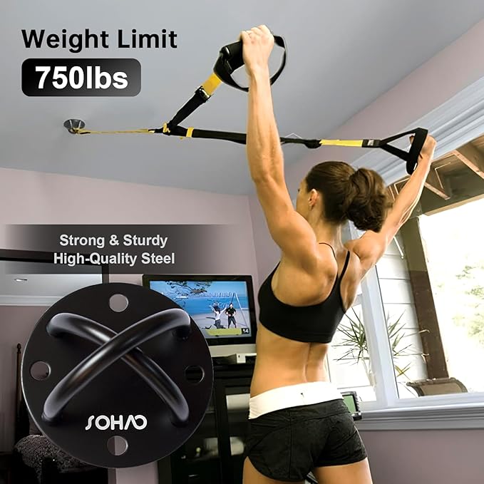 Wall Ceiling Mount Bracket for Suspension Straps, Aerial Yoga Swing & Hammock, Gymnastic Rings, Boxing Punching Bags, Body Strength Gym Equipment and Battle Ropes