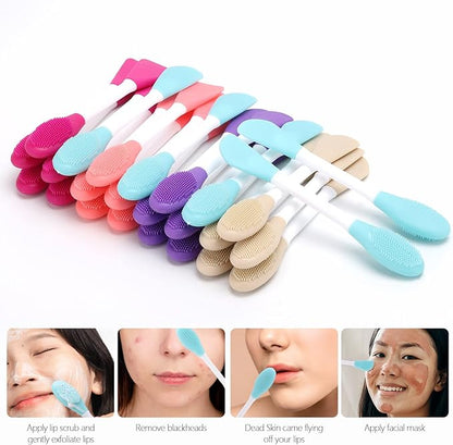 20 Pcs Silicone Face Mask Applicator, 2 in 1 Double-Sided Facial Scrubber Brush Tool, Double-Head Manual Cleansing Brush for Deep Gentle Exfoliating