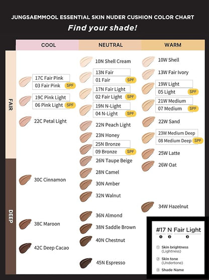 [JUNGSAEMMOOL OFFICIAL] Essential Skin Nuder Cushion (08 Medium Deep) | Refill Included | Natural Finish | SPF50 Broad Spectrum | Makeup Artist Brand