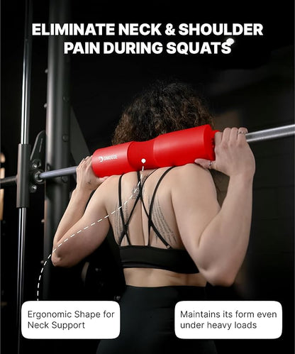 DMoose Fitness Barbell Pad for Hip Thrust, Squat & Lunges - Non-Slip Thick Foam Cushion for Neck and Back Support with Two Straps - Hip Thrust Pad for Leg Day - Fits All Olympic Bars and Smith Machine
