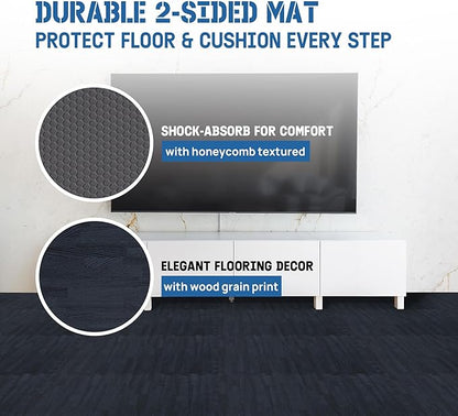 Yes4All 48SQ.FT Wood Grain Puzzle Exercise Mat Protective Flooring, EVA Interlocking Foam Floor Tiles with Border for Home