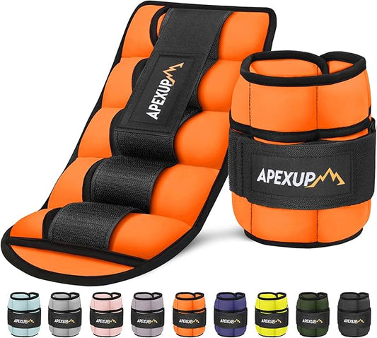 APEXUP 10lbs/Pair Adjustable Ankle Weights for Women and Men, Modularized Leg Weight Straps for Yoga, Walking, Running, Aerobics, Gym