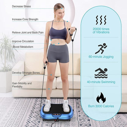 AXV Vibration Plate Exercise Machine Whole Body Workout Portable Mini Vibrate Fitness Platform Lymphatic Drainage Machine for Weight Loss Shaping Toning Wellness Home Gyms Workout (Mini)