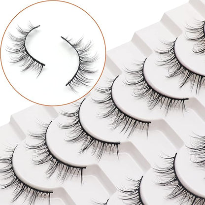 Losha Manga Lashes Fluffy Faux Mink Lashes Natural Look 10 Pairs Asian False Eyelashes Pack Look Like Individual Clusters (NO.393)