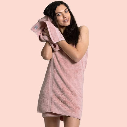 Chakir Turkish Linens 100% Cotton Premium Turkish Towels for Bathroom, 2 Large Bath Towels, 2 Hand Towels, 2 Washcloths (6-Piece Towel Set, Pink)