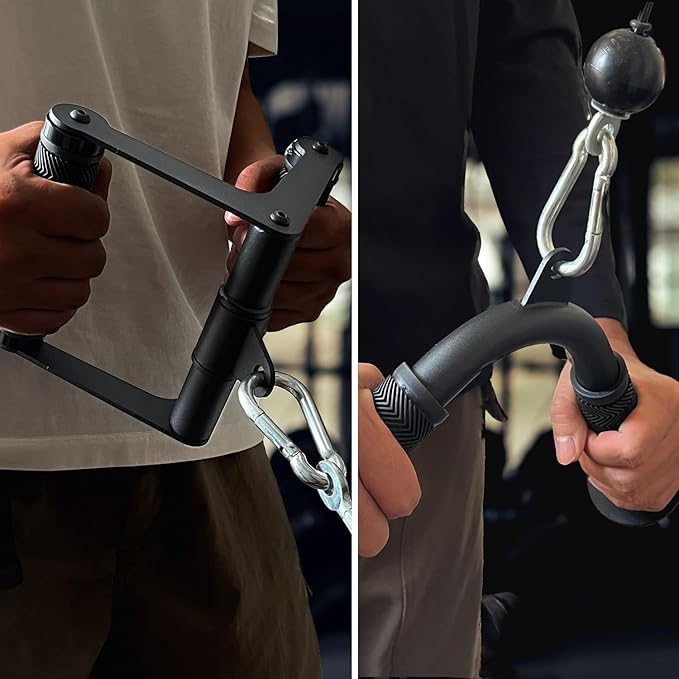 Cable Machine Attachment Set with Tricep Rope, V Bar, Double D Handle Row, Ankle & Wrist Straps, LAT Pulldown Attachments Cable Attachments for Home Gym