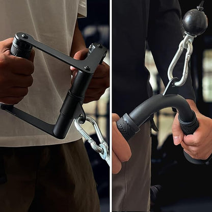 Cable Machine Attachment Set with Tricep Rope, V Bar, Double D Handle Row, Ankle & Wrist Straps, LAT Pulldown Attachments Cable Attachments for Home Gym