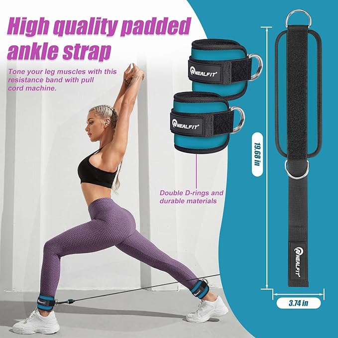 Ankle Strap for Cable Machine, Gym Ankle Cuff for Kickbacks, Leg Extensions, Glute Workouts, Booty Hip Abductors Exercise for Women and Men