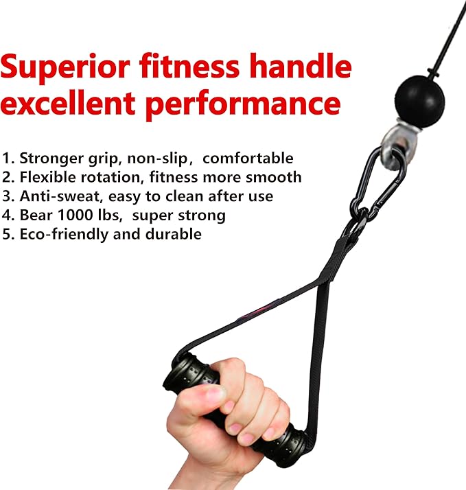 Heavy Duty Gym Exercise Handles Attachment for Cable Machine,Resistance Band,Pulley System Fitness Workout Equipment, with Elastic Rubber Grip