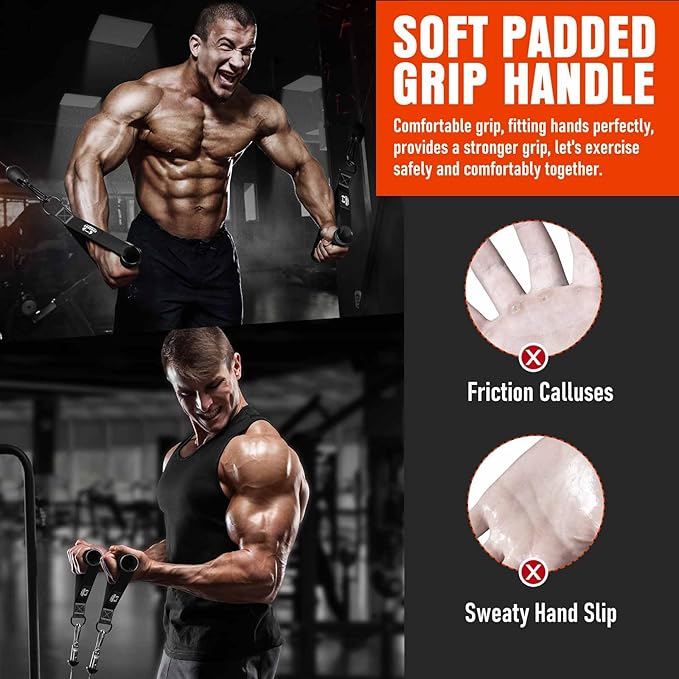 Heavy Duty Exercise Handles, Gym Cable Handles for Cable Machine Attachments, D Handle Cable Attachments, Handles for Resistance Bands, Workout Accessories, Fitness Equipment for Home Gym