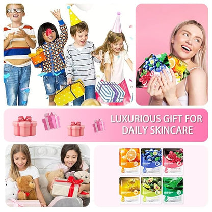 Kaely 6 Pack Variety Sheet Masks, Spa Party Face Masks for Kids Teens Skincare Set, Girls Night Facial Masks Skin Care, Moisturize Soothe for All Skin Types, Birthday Christmas Gifts, Set01