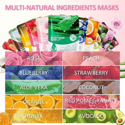 Kaely 10 Pack Variety Face Masks for Kids, Kids Face Mask Spa Day Kit Supplies, Spa Party Favors for Teens Girls Night, Sheet Facial Mask Skincare Gifts Set, Hydrating Soothe for All Skin Types, 01