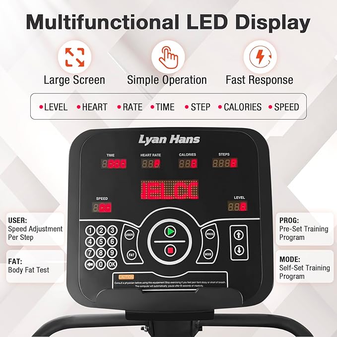 Stair Stepper with LED Screen, Commercial Grade Stepper Machine, Stepmill for Exercise at Home, Stair Climber for Cardio and Lower Body Workouts, 15 Speed Levels, 660LBS Capacity, 15-165 Steps/Minute