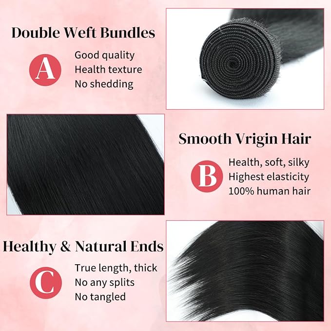 18 Inch One Bundle Human Hair Straight Bundles Human Hair 100% Unprocessed Brazilian Virgin Human Hair Bundles Natural Black