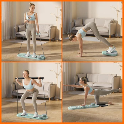 Pilates Board,Multifunctional Rebound Abdominal Board,Foldable Pilates Reformer Set, Ab Core Trainer Machine,Ab Exercise Board,Abs Workout Equipment for Women Home Gym Equipment