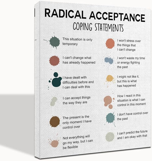 Mental Health Décor, Mental Health Posters, School Counselor Supplies, Canvas Wall Art, DBT Poster, Therapist Office Decor, Radical Acceptance Canvas Poster 14x17 inch