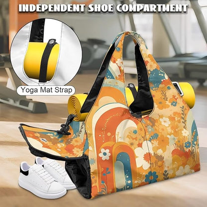 Yoga Mat Bag for Women Men Large Carryall Tote with Adjustable Shoulder Strap for Gym Yoga Travel Pilates Office